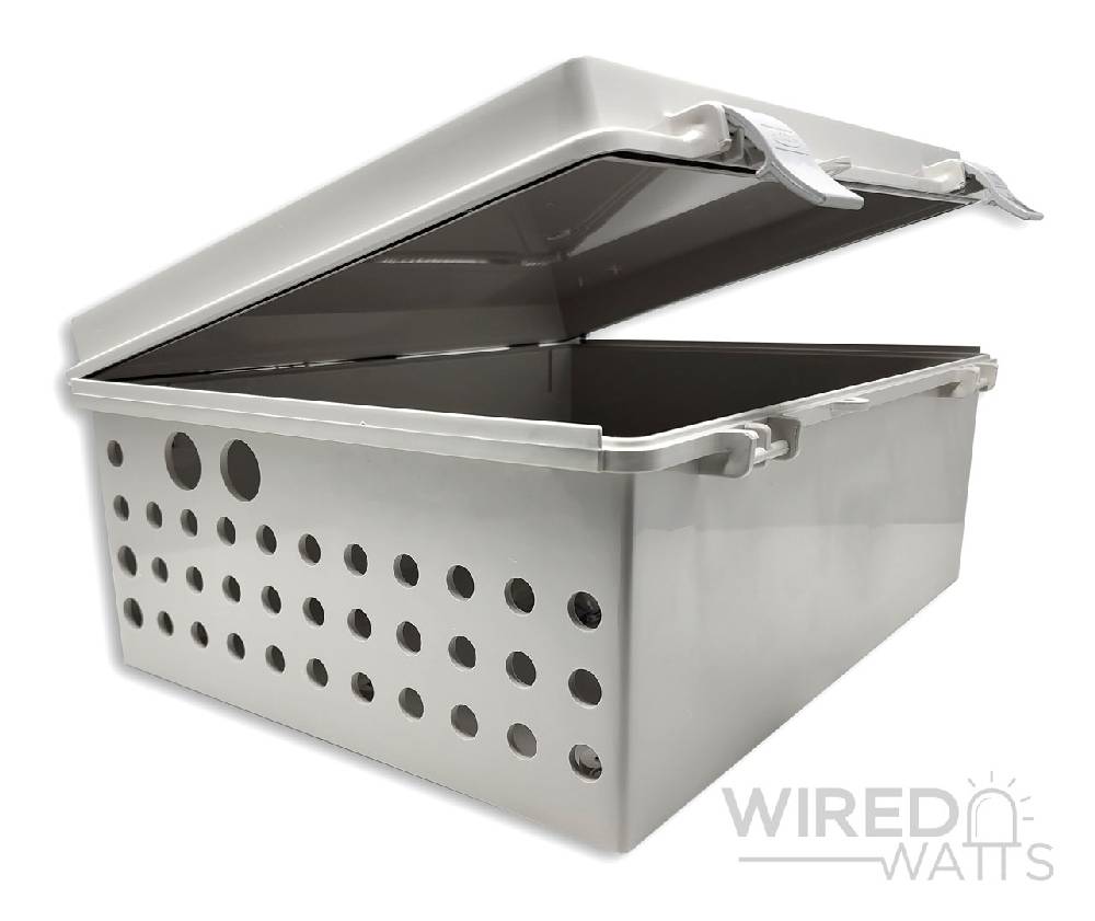 NBF-32026 by Bud Industries Weatherproof Enclosure Precision Cut 32 Pigtail Holes 2 RJ45 Holes