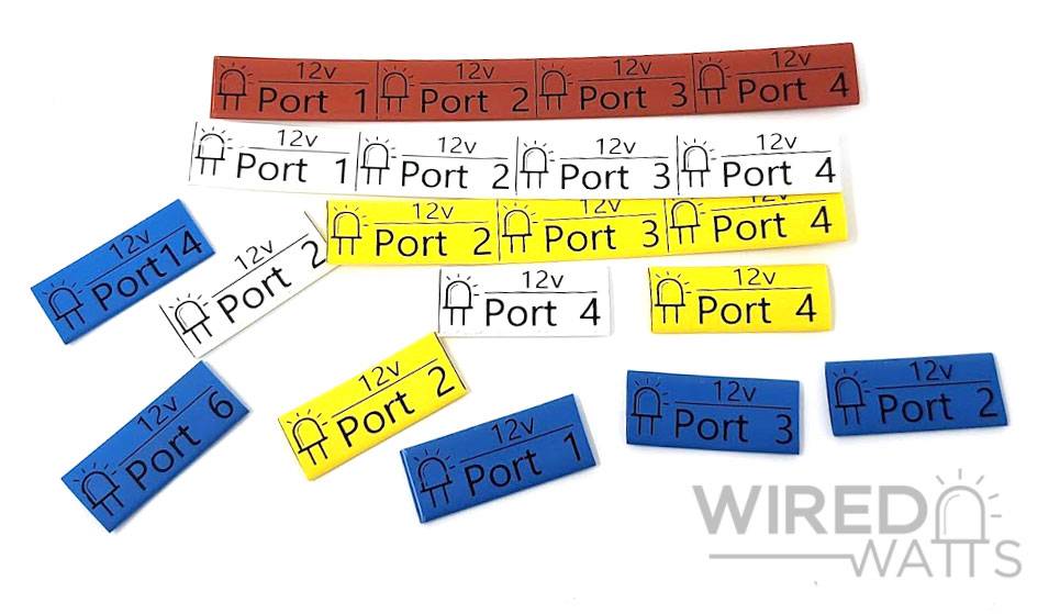Pigtail Heat Shrink Tube Label White 12v Port 1-4 - Image 2