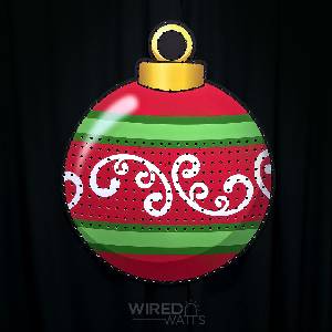 Large Round Christmas Bauble with Matrix Striped and Swirled - Image 1