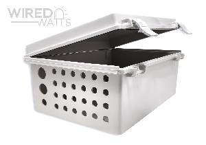 NBF-32022 by Bud Industries Weatherproof Enclosure Precision Cut 24 Pigtail Holes 2 RJ45 Holes - Image 1