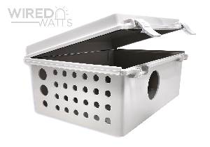 NBF-32022 by Bud Industries Weatherproof Enclosure Precision Cut 24 Pigtail Holes 2 RJ45 Holes With Vent