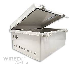 NBF-32022 by Bud Industries Weatherproof Enclosure Precision Cut 8 Pigtail Holes 1 RJ45 Hole - Image 1